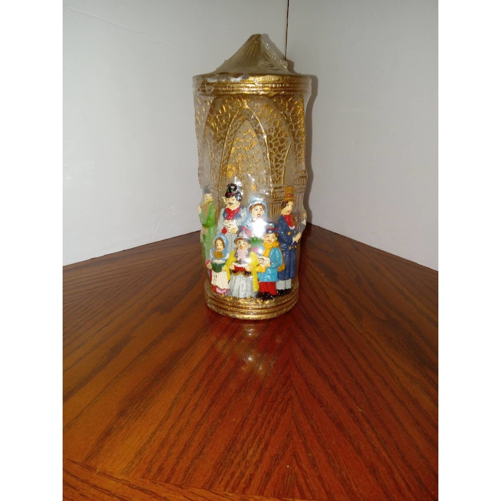 Vintage Christmas pillar candles sealed singing carolers.
